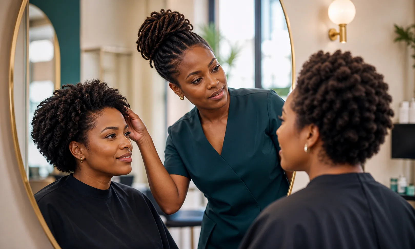 Professionnelle Odile Beaute en consultation capillaire avec une cliente