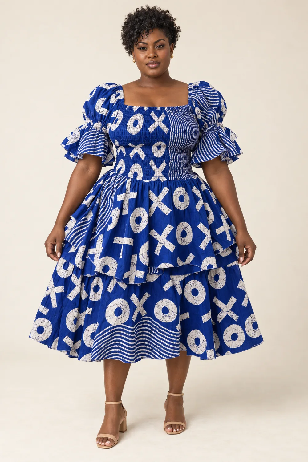 Robe Midi Indigo Graphique